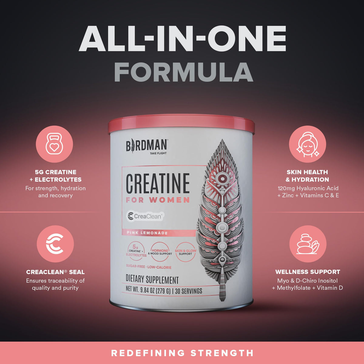 BIRDMAN Créatine Monohydrate pour Femmes 381g vue arrière