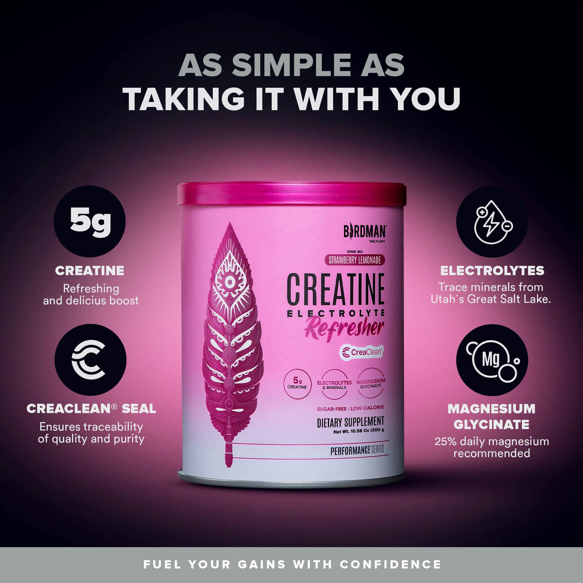 BIRDMAN Creatine Refresher 399g en poudre dans un verre