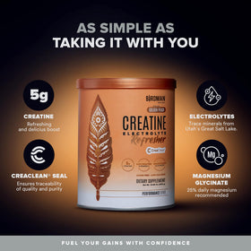 BIRDMAN Creatine Refresher en poudre dans un verre avec de l'eau