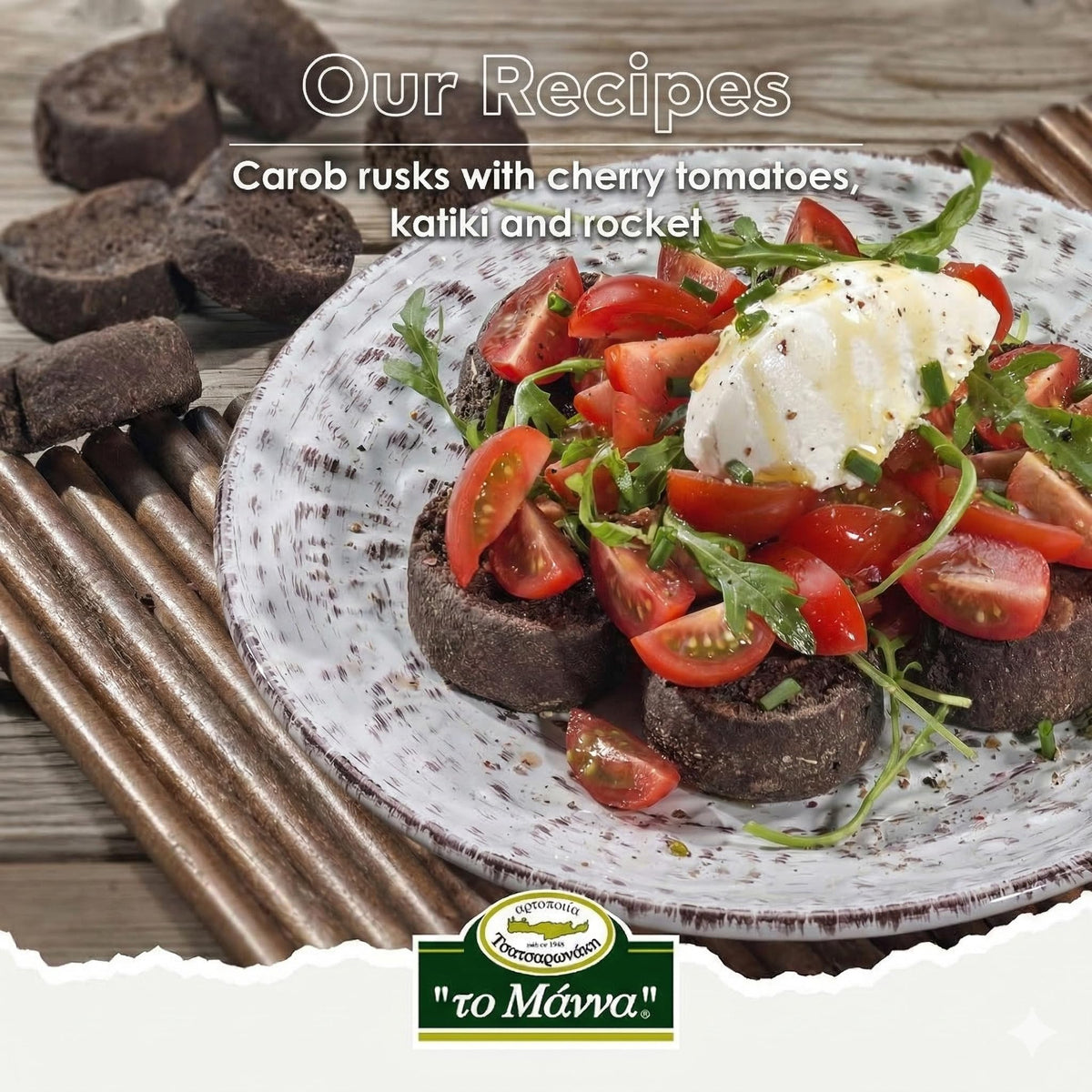 Biscottes de caroube de the Manna sur une table