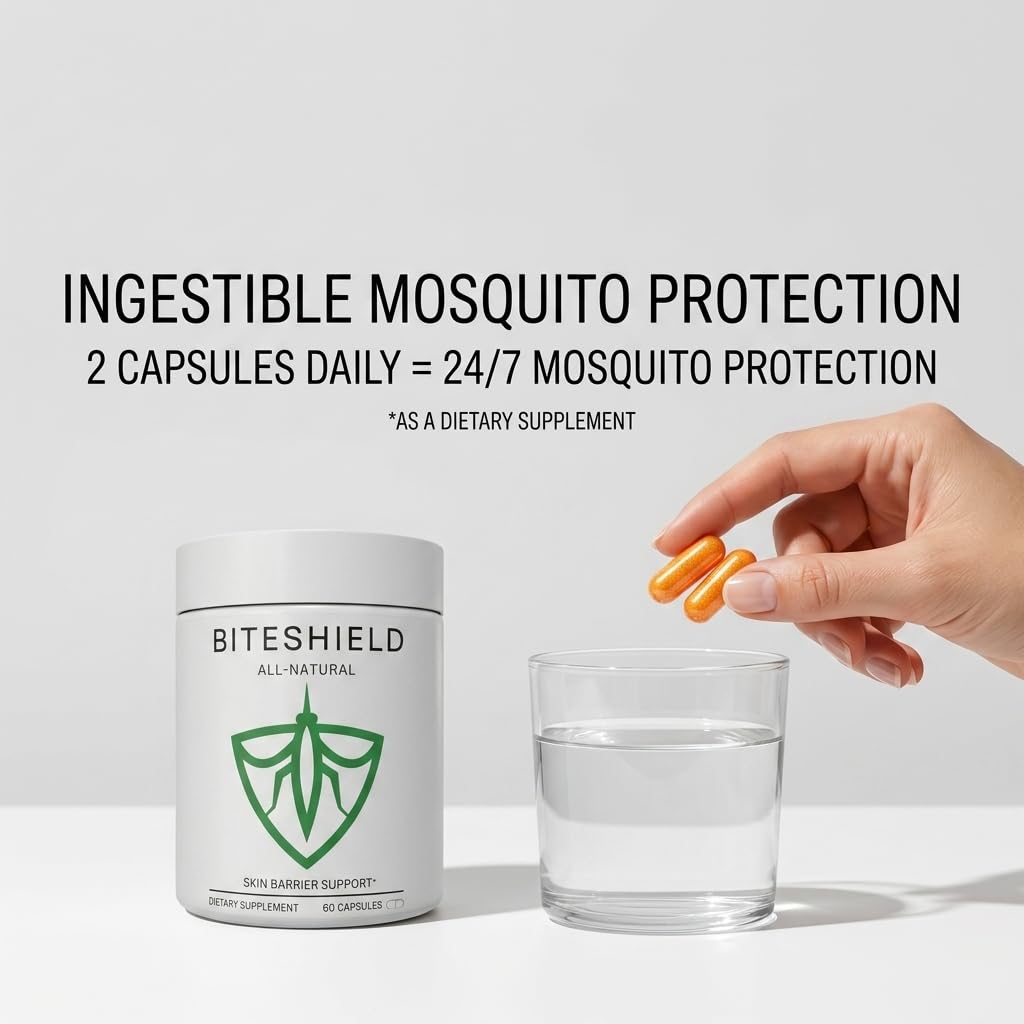 BITESHIELD capsules sur un fond en bois