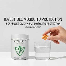 BITESHIELD capsules sur un fond en bois