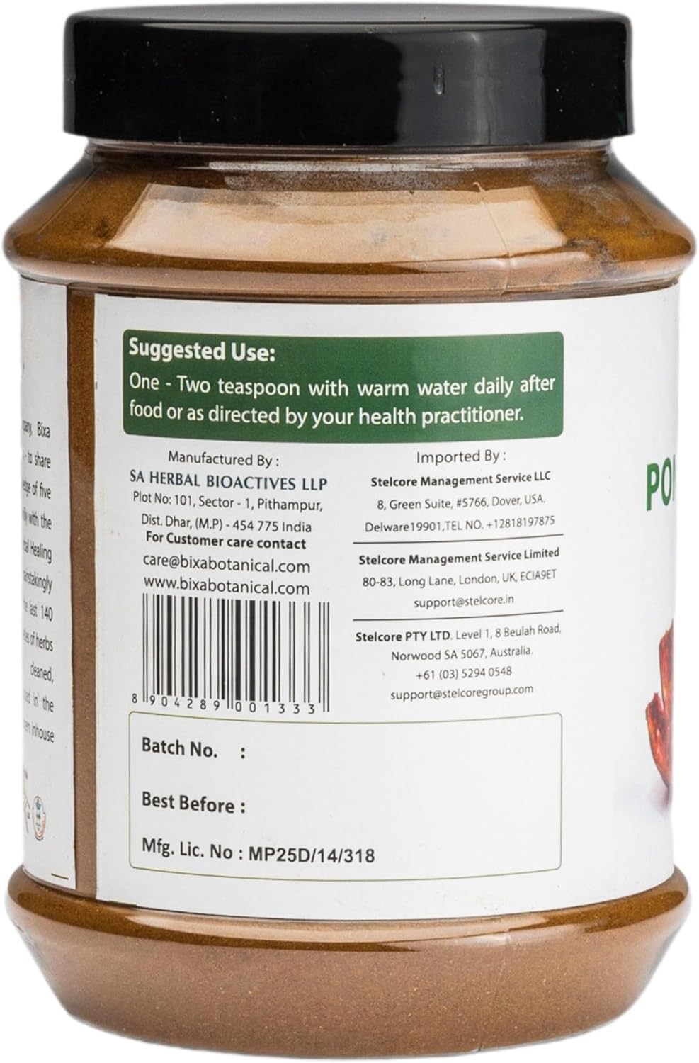 bixa BOTANICAL Poudre de Pelure de Grenade 531g packaging