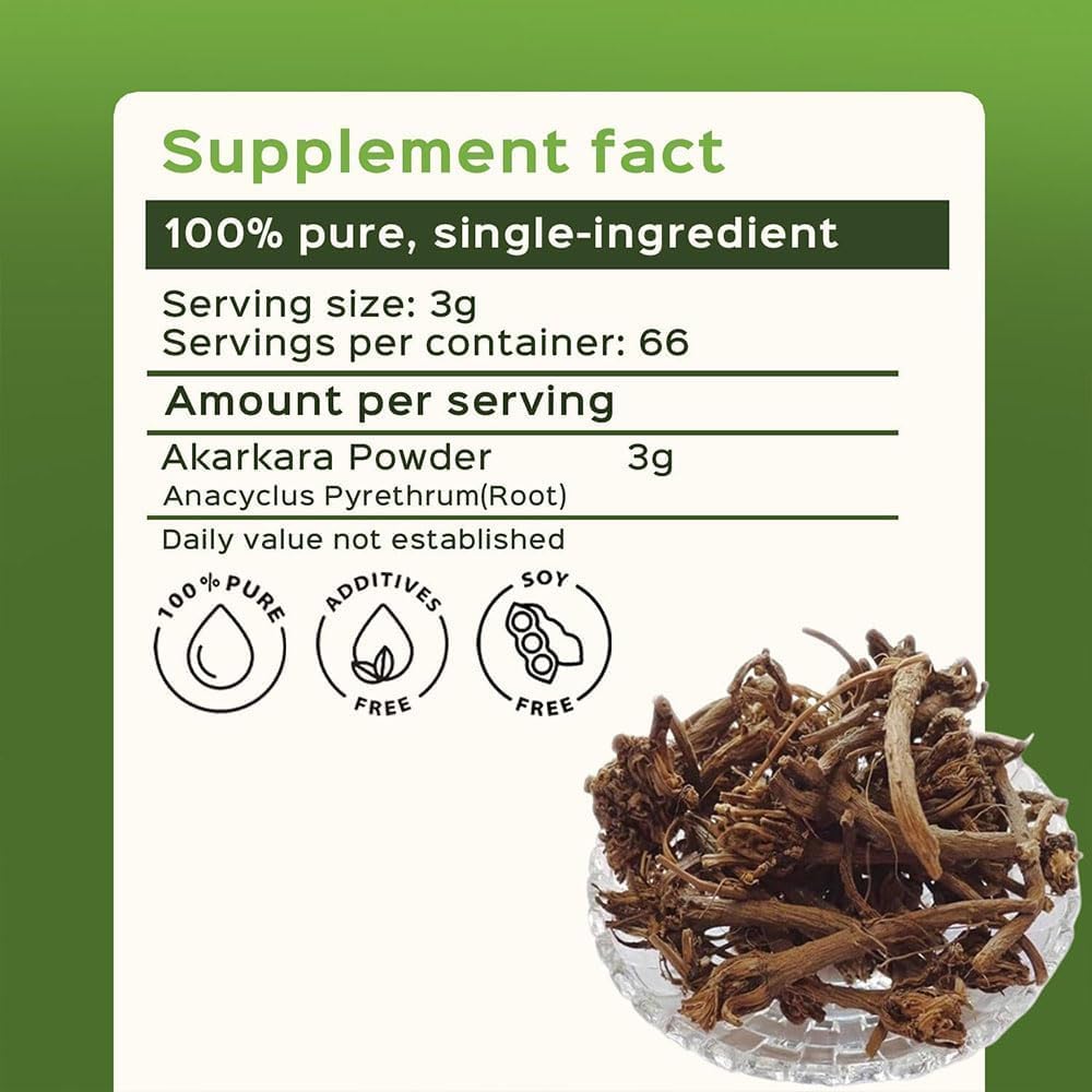 bixa BOTANICAL Poudre de Racine de Pellitory 200g contenu