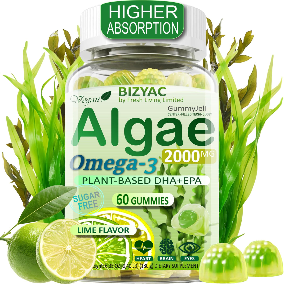 BIZYAC Gummies d'Algues Omega 3 2200mg en emballage
