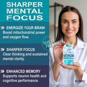 BIZYAC Gummies Methylene Blue 7mg ingrédients sur l'emballage
