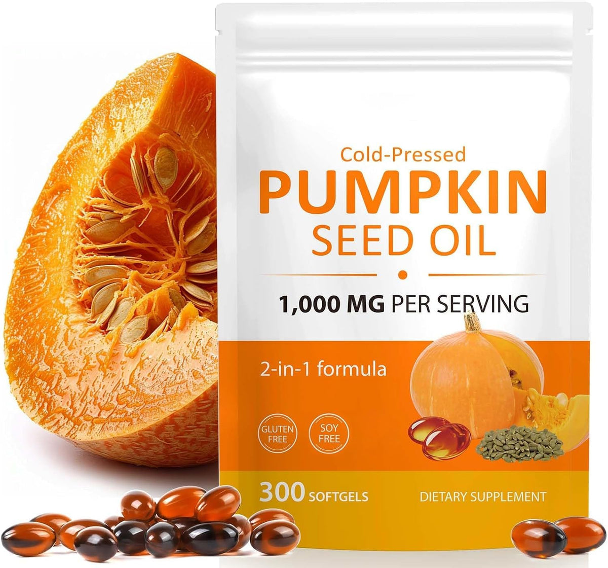 BKKTfBWK Huile de Graines de Citrouille 1000mg gélules avant