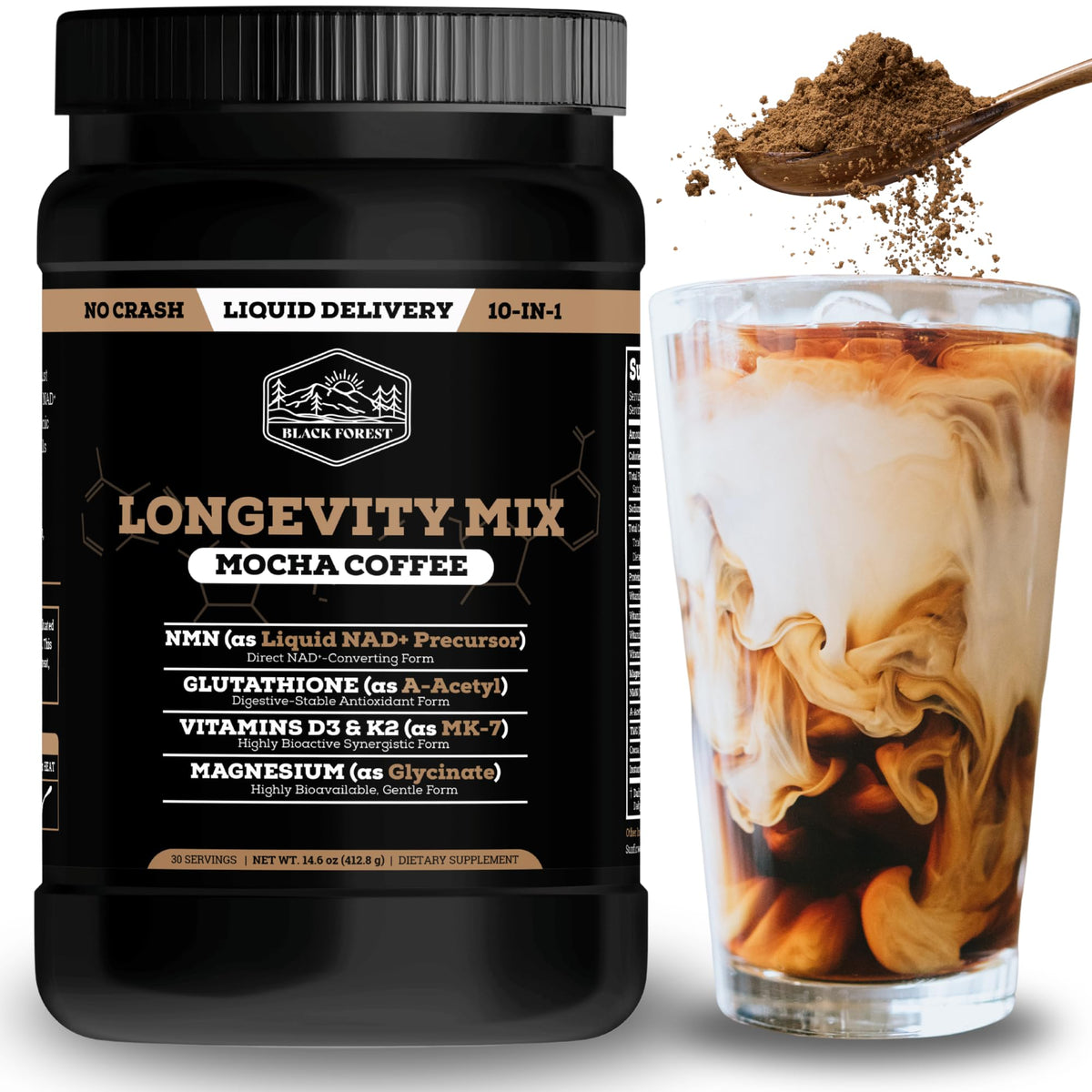 Black Forest Longevity Mix 10-en-1 café mocha en poudre