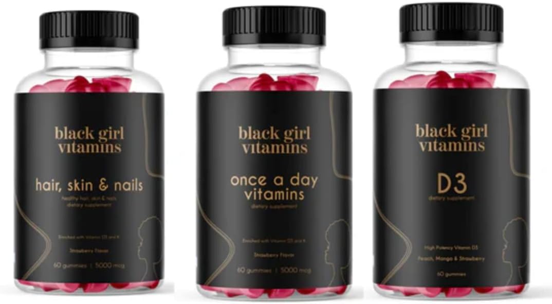Black Girl Vitamins Bundle Beauté avec gummies pour cheveux, peau et ongles