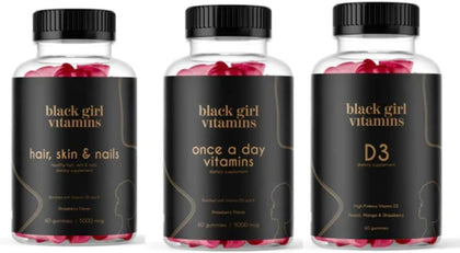 Black Girl Vitamins Bundle Beauté avec gummies pour cheveux, peau et ongles