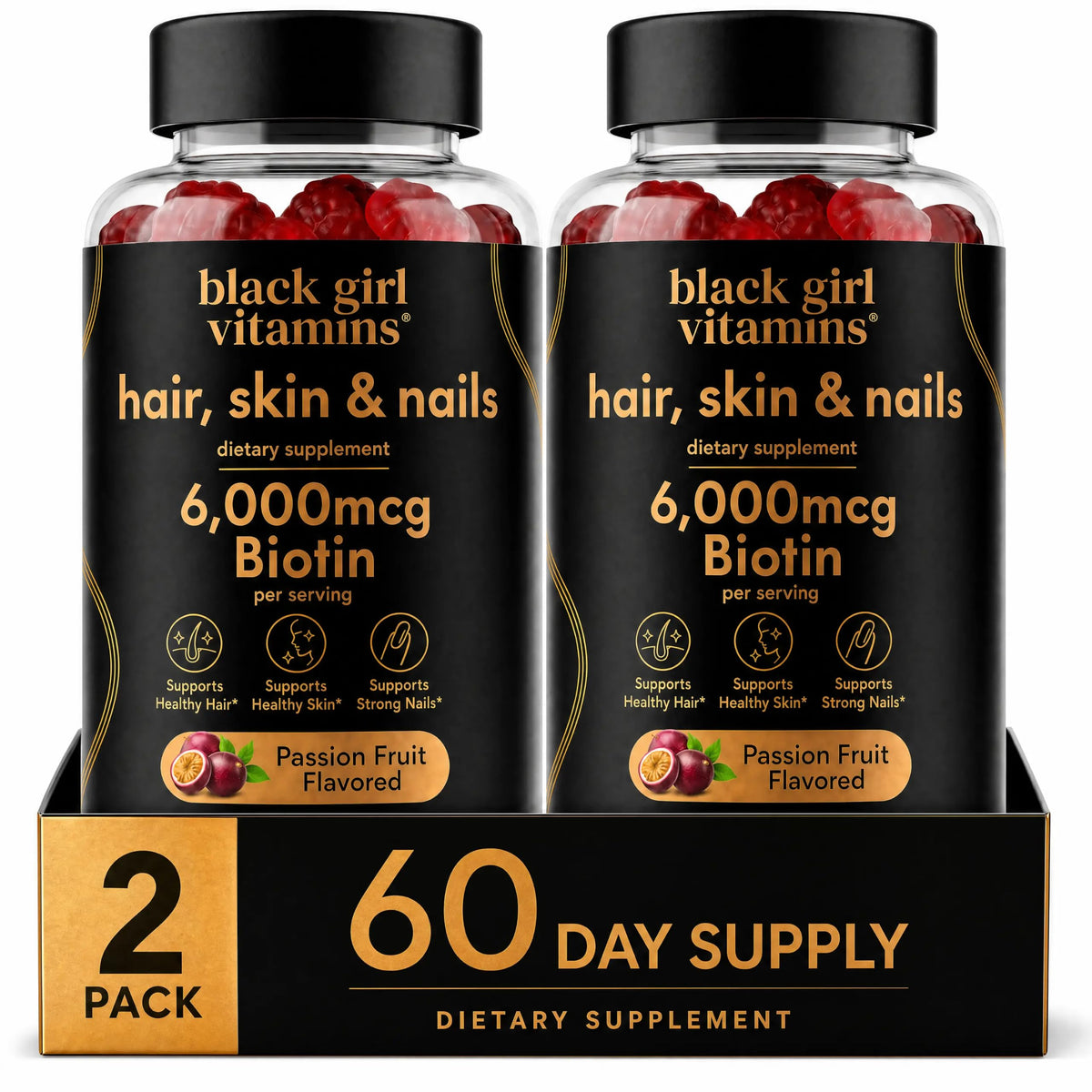 Black Girl Vitamins Gummies pour Cheveux, Peau et Ongles, vue de l'avant