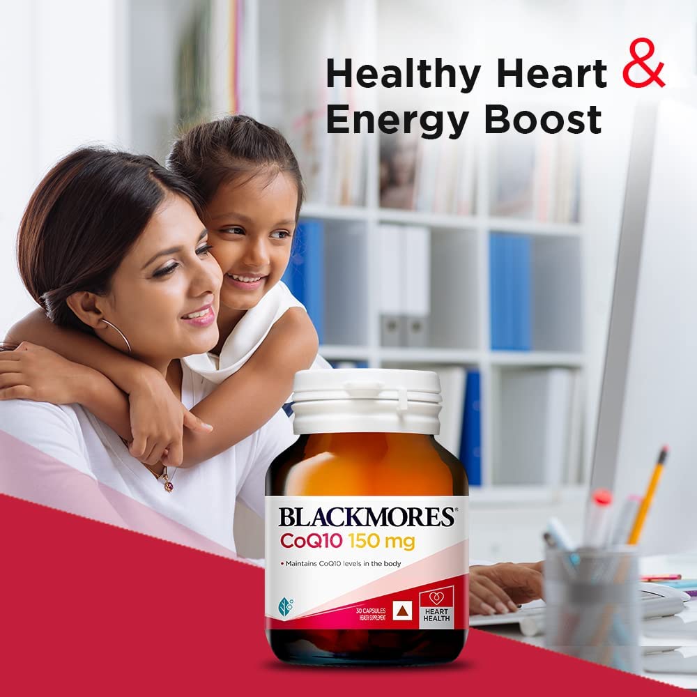 Blackmores CoQ10 150mg avec arrière-plan naturel