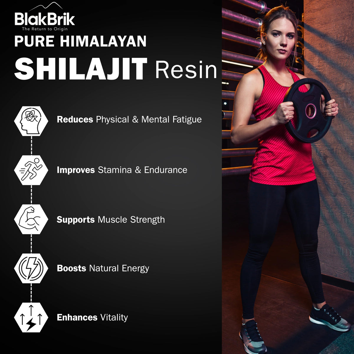 BlakBrik Shilajit Pur Himalayen en poudre dans un verre d'eau