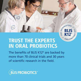 BLIS lozenges probiotiques K12 sur une table