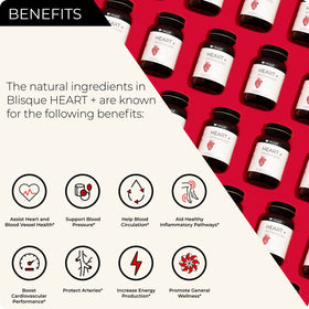 Blisque HEART + capsules à côté d'un verre d'eau