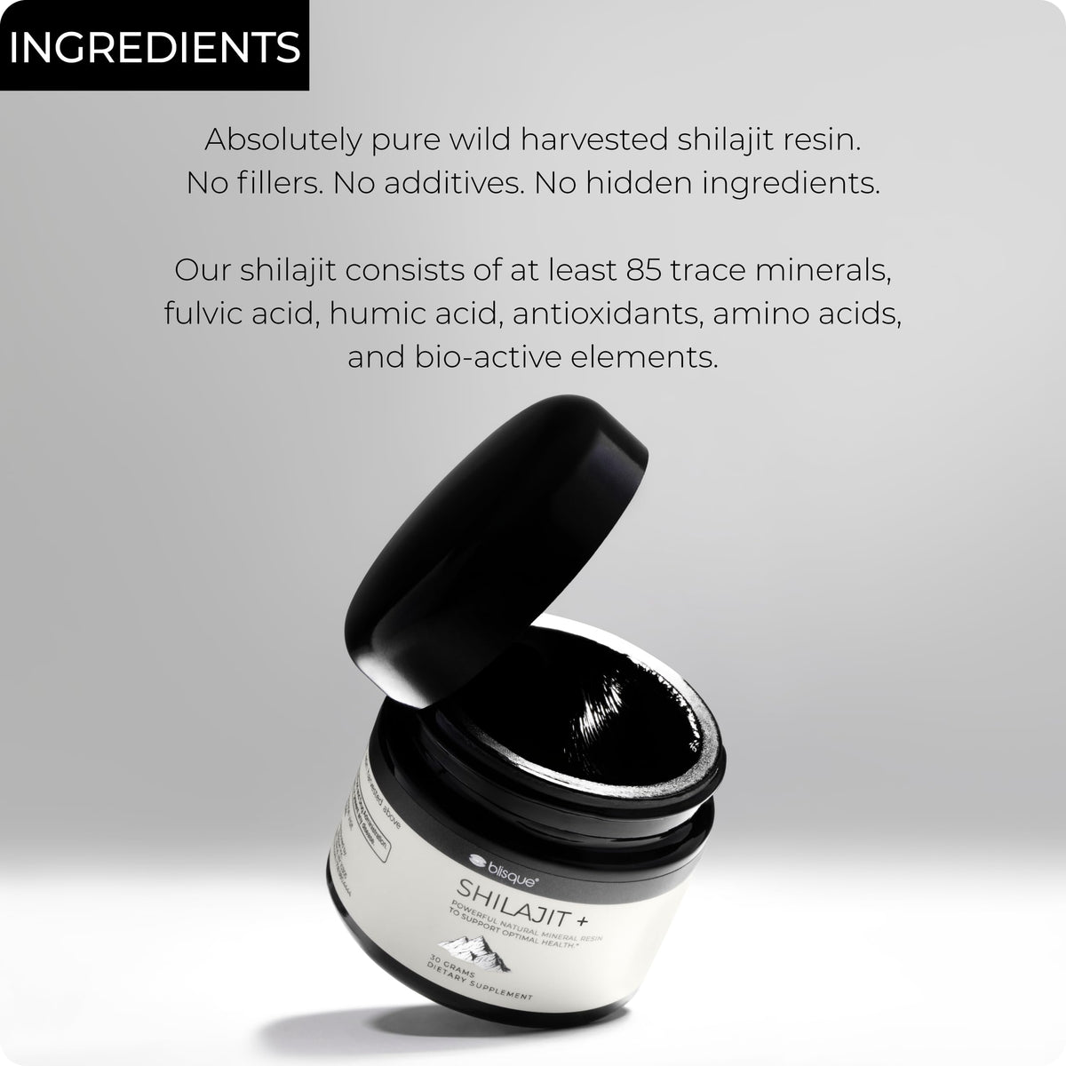 Blisque Résine de Shilajit Himalayen Pur 30g en utilisation