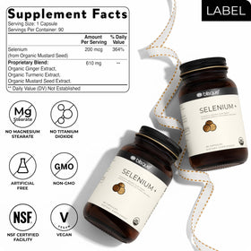 Blisque sélénium bio capsules affichées avec curcuma et gingembre