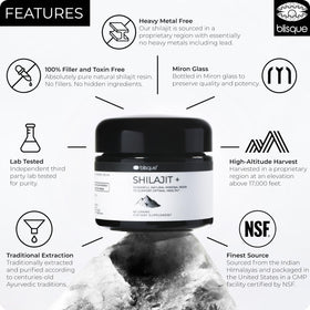 Blisque Shilajit Pur résine himalayenne 60g texture de la résine