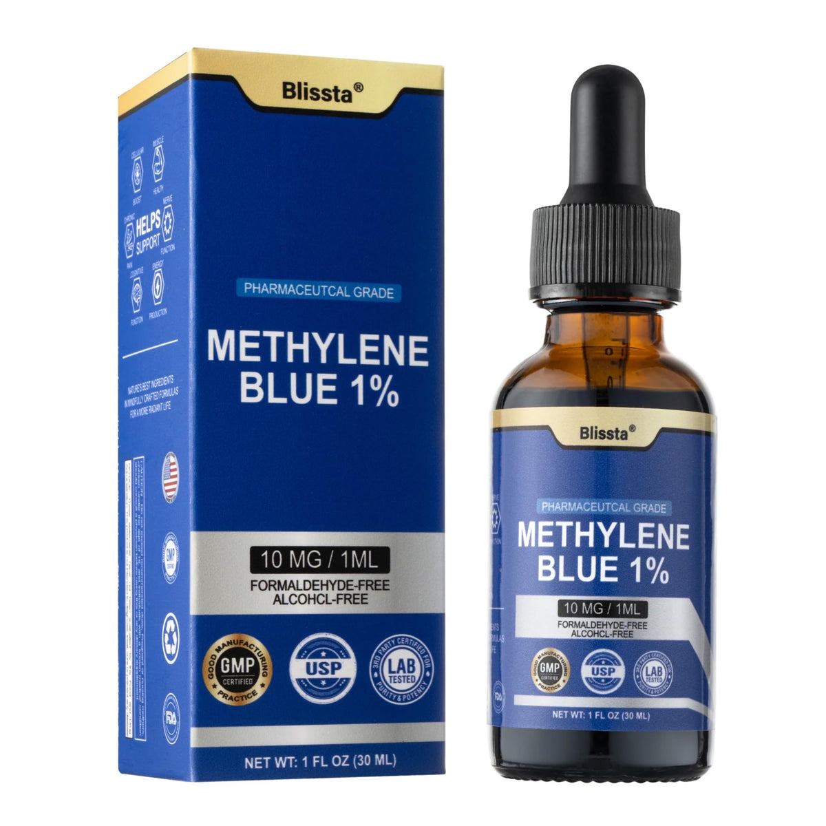 Blissta Methylene Blue 1% 30ml bottle front view