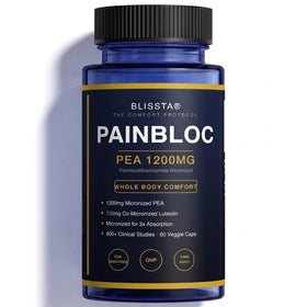 Blissta PainBloc 1200mg PEA 60 capsules végétales, vue de face