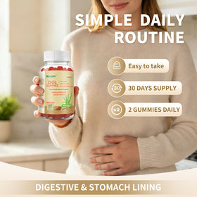 Blltzzz Gummies DGL, bouteille ouverte avec gummies visibles