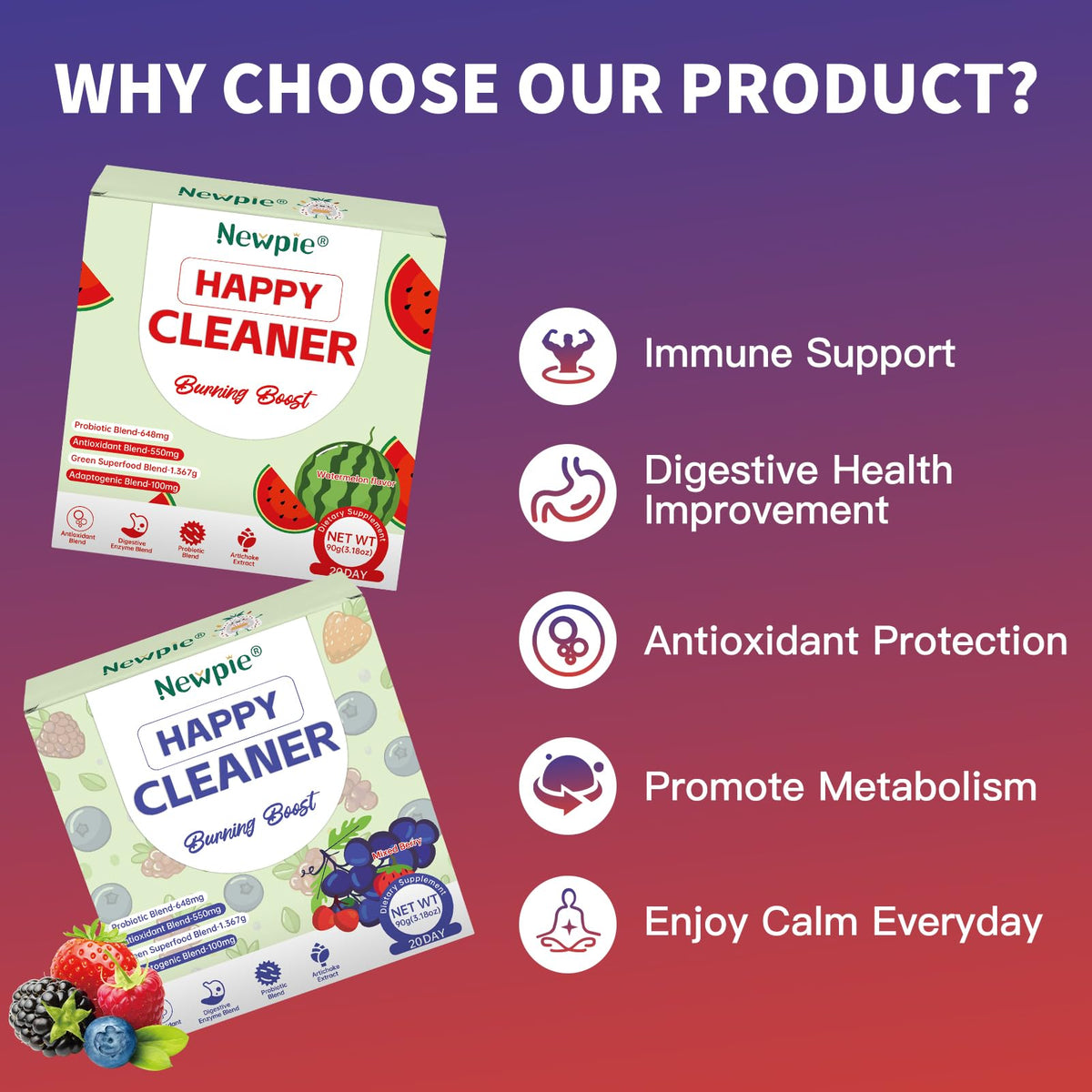 Blltzzz Poudre Probiotique Happy Cleaner mélange dans un verre d'eau