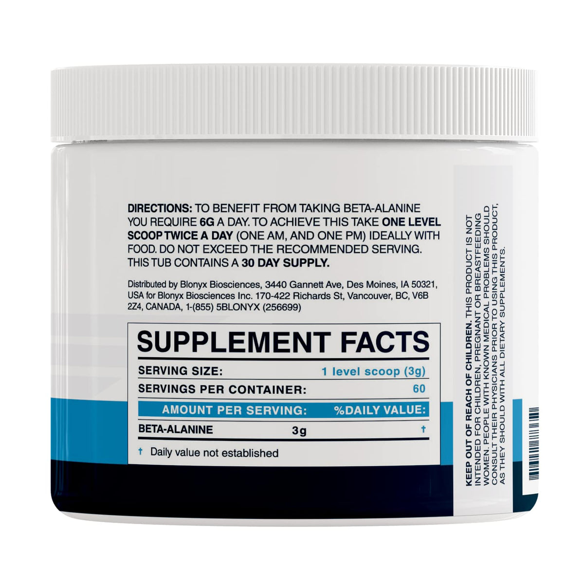 Blonyx Beta-Alanine 240g dos du pot