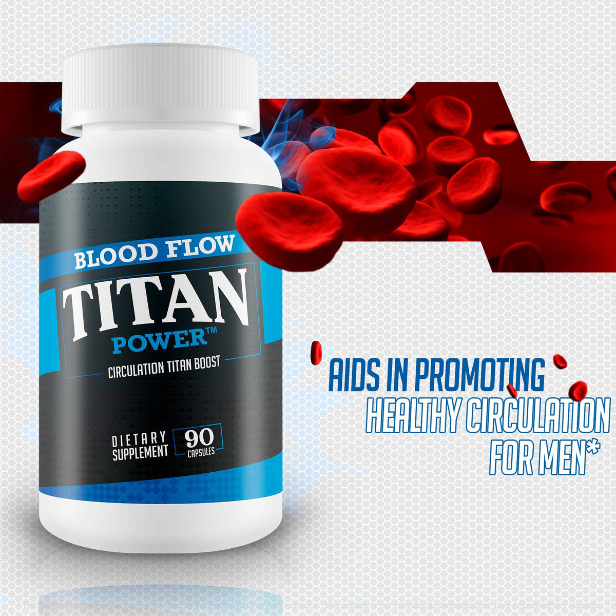 BLOOD FLOW TITAN flacon sur fond blanc avec étiquette visible