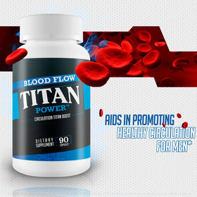 BLOOD FLOW TITAN flacon sur fond blanc avec étiquette visible