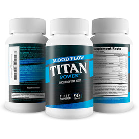 BLOOD FLOW TITAN POWER CIRCULATION TITAN support flacon ouvert avec capsules à l'intérieur