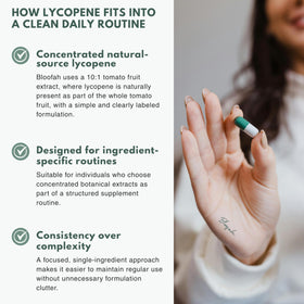 Bloofah Extrait de Tomate Lycopène 500mg avec capsules en main