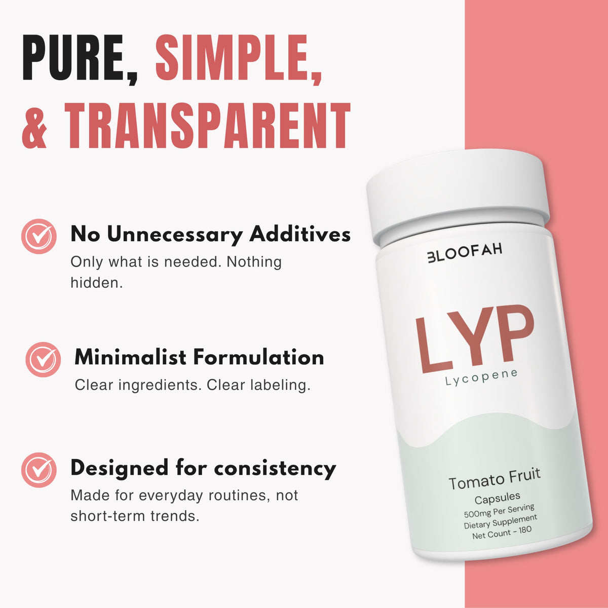 Bloofah Lycopène 500mg capsules avec d'autres compléments alimentaires