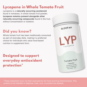 Bloofah Lycopène 500mg capsules ouvertes avec poudre de tomate
