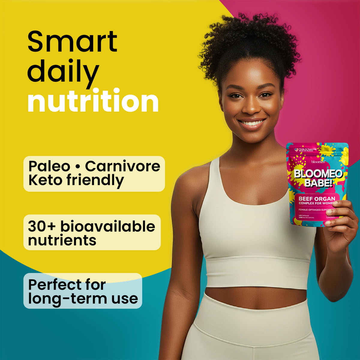 Bloomeo Complément Alimentaire Femmes, gélules de foie de bœuf en boîte