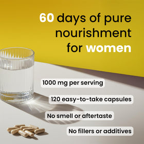 Bloomeo Complément Alimentaire Femmes, gélules de foie de bœuf sur une table