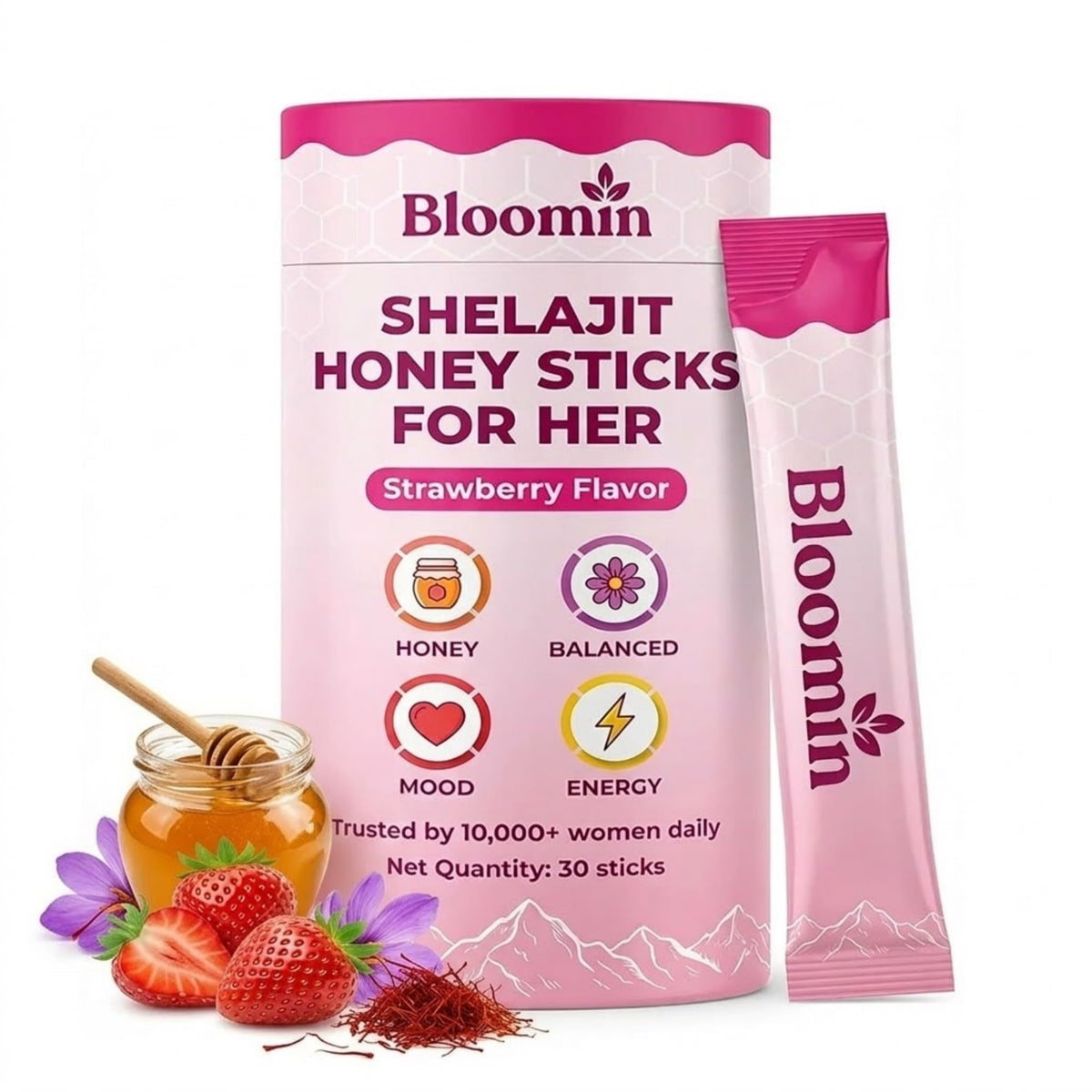 Bloomin Honey Sticks DYDUON fraise vue de face