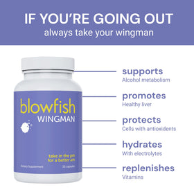 Blowfish Wingman sur fond blanc avec écorce de saule