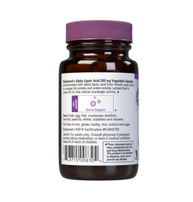 BlueBonnet Acide Alpha Lipoïque 200 mg bouteille sur fond neutre