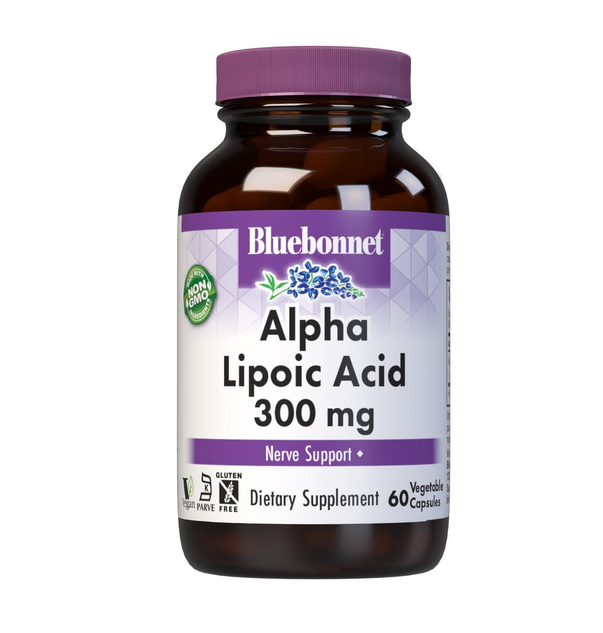 BlueBonnet Acide Alpha-Lipoïque 300mg, capsules végétales en bouteille