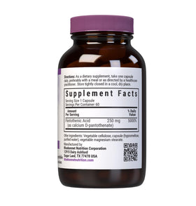 BlueBonnet Acide Pantothénique 250 mg gélules végétales avec étiquette