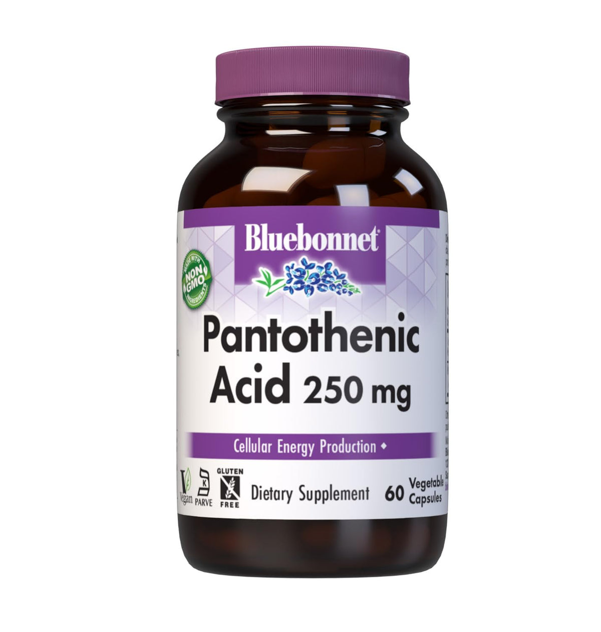 BlueBonnet Acide Pantothénique 250 mg gélules végétales vue de face