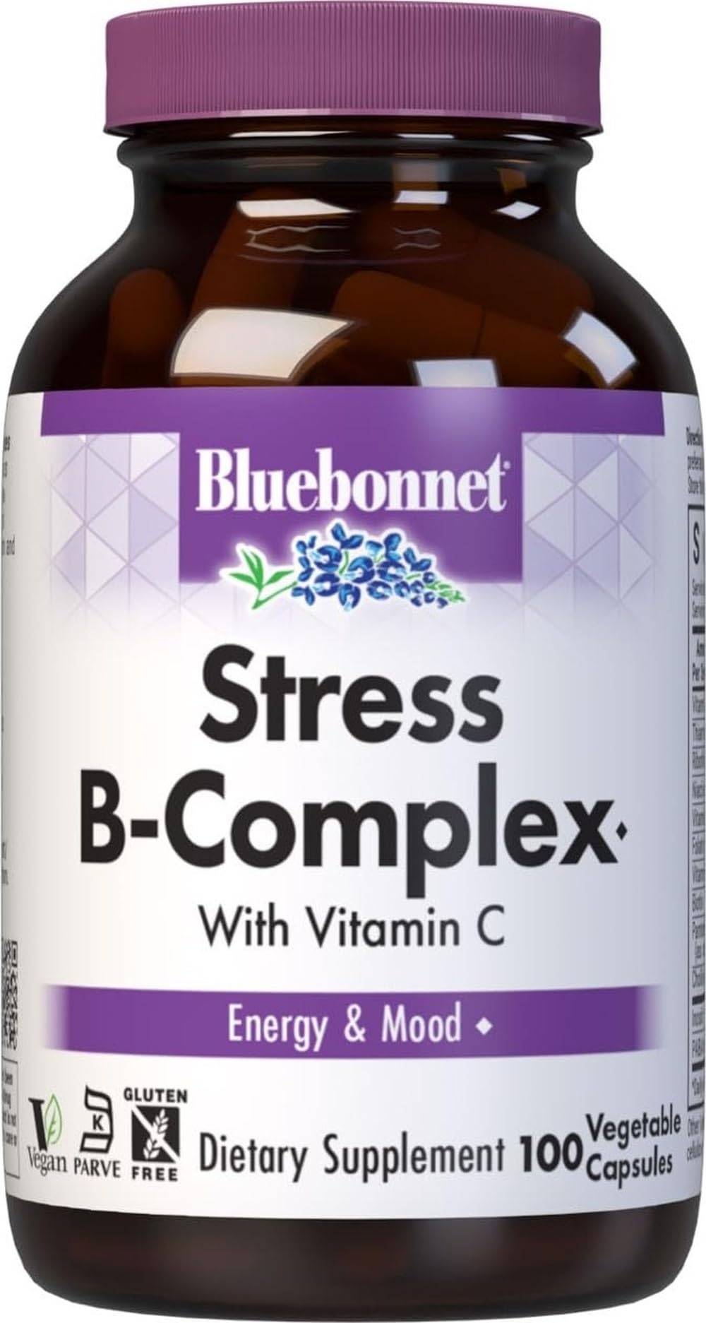 BlueBonnet B-Complex capsules végétales 100 compte avant