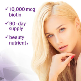 BlueBonnet Biotine 10 000 mcg, vue de côté de la bouteille