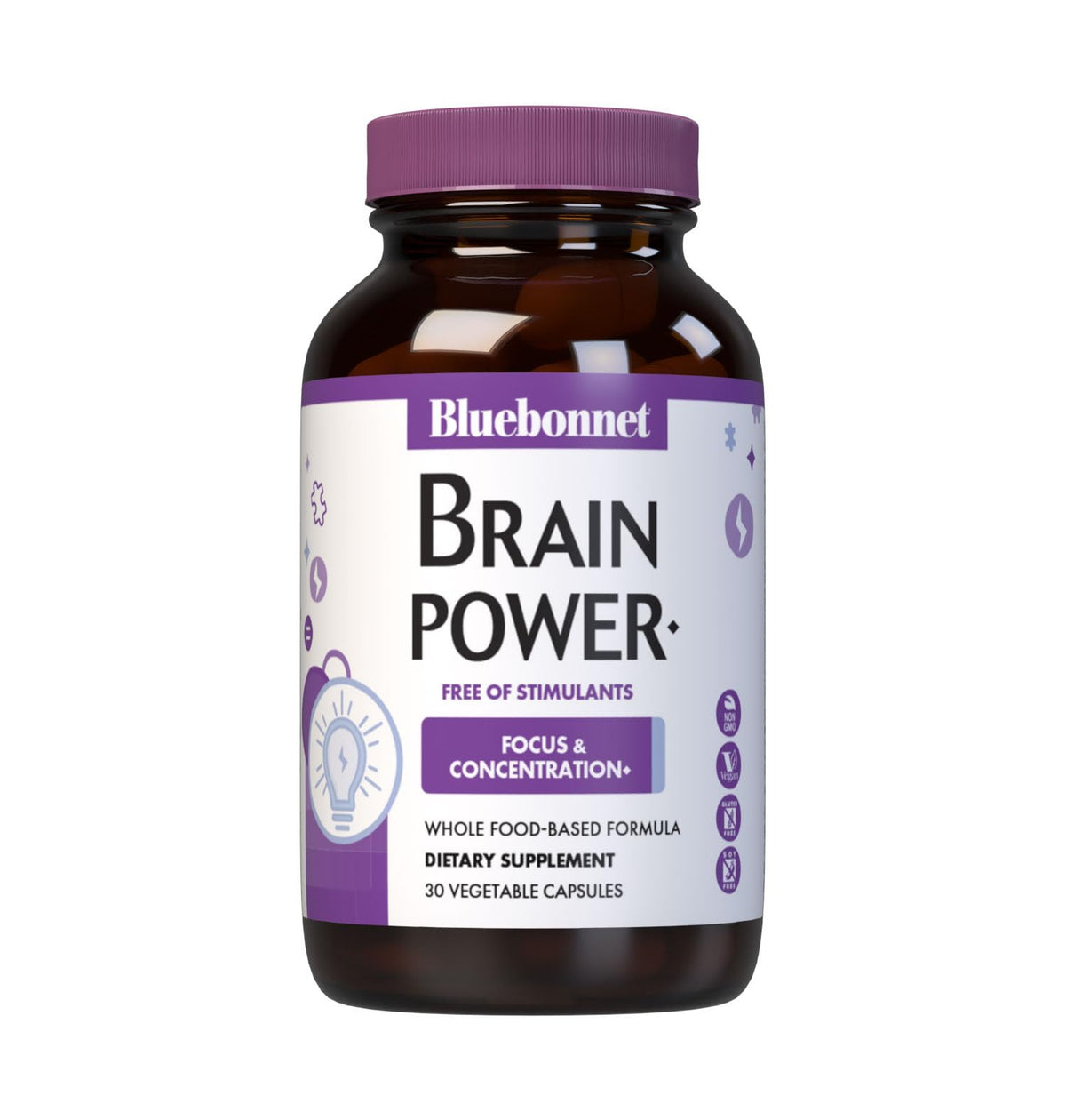 BlueBonnet BrainPower 30 capsules végétales devant une boîte recyclable