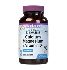 BlueBonnet Calcium Magnésium D3 comprimés à la vanille face