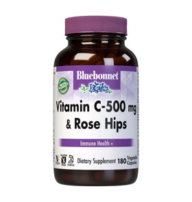 BlueBonnet Capsules de Vitamine C 500 mg avec Églantier, vue de face