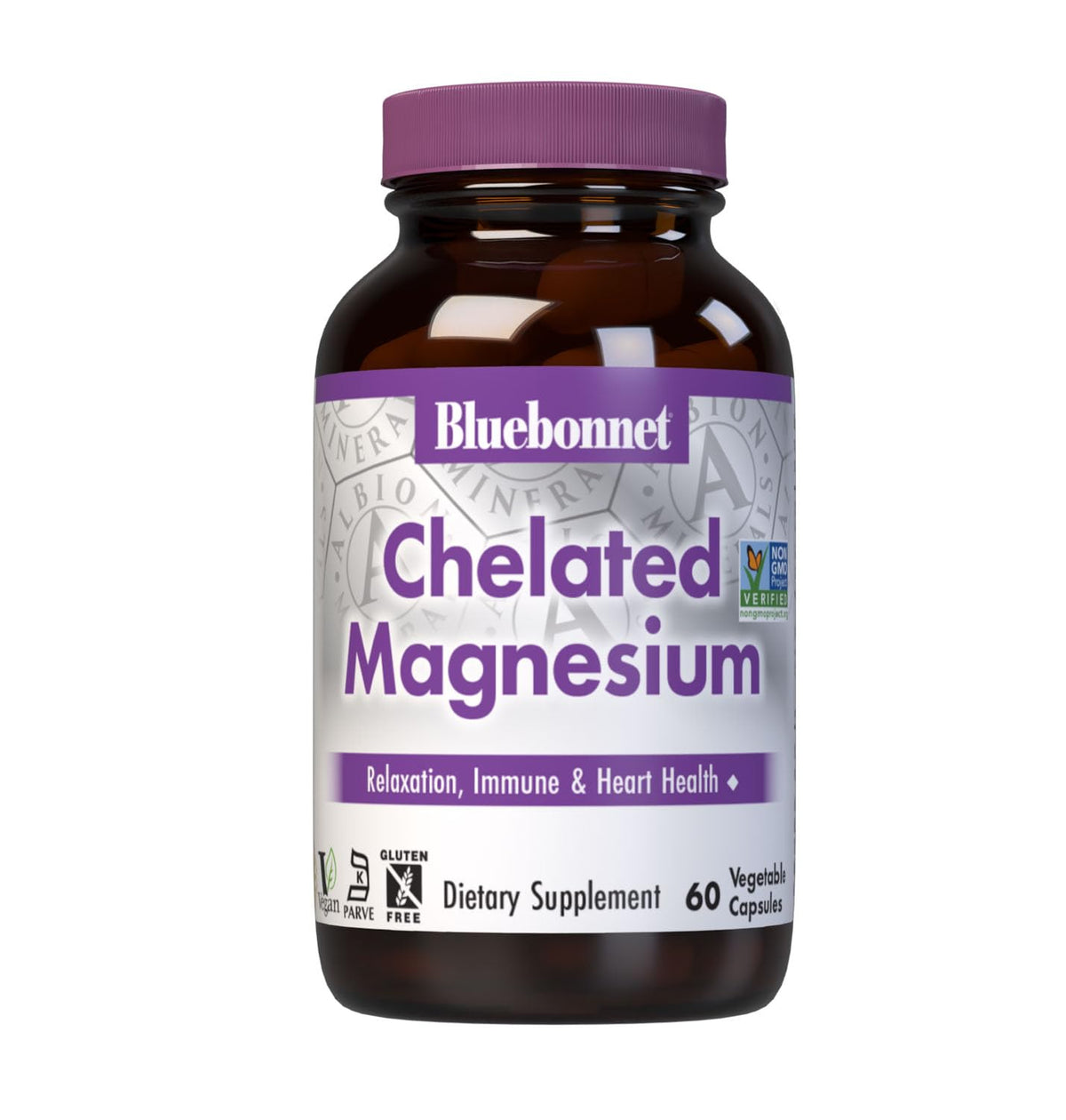 BlueBonnet Capsules Végétales de Magnésium Chélaté 200 mg - Vue de Face