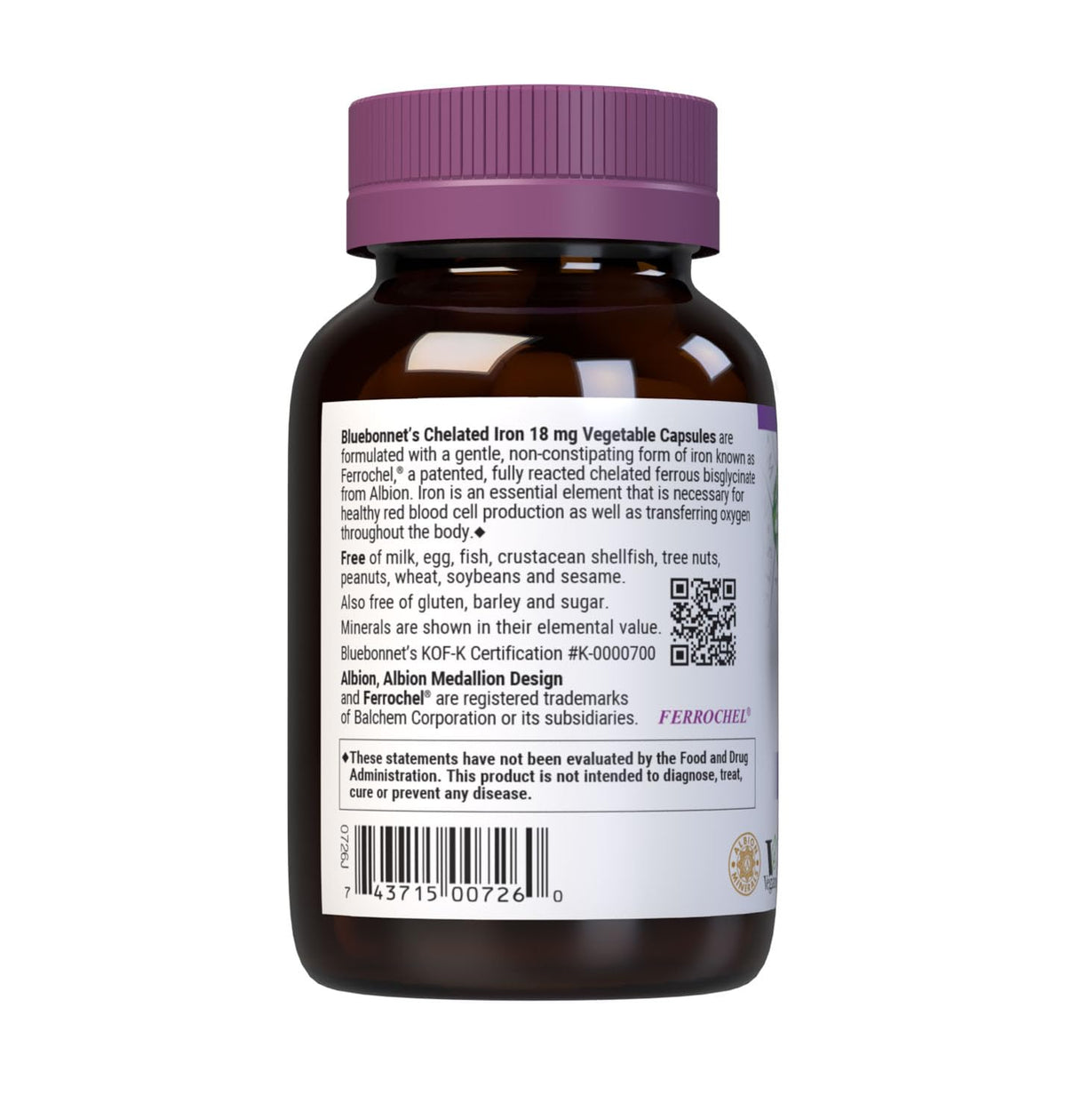 BlueBonnet Chelated Iron 18 mg capsules in packaging