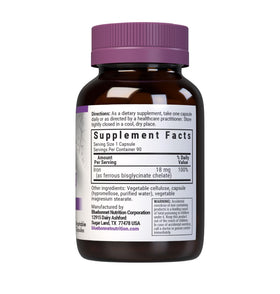 BlueBonnet Chelated Iron 90 Vegetable Capsules side view