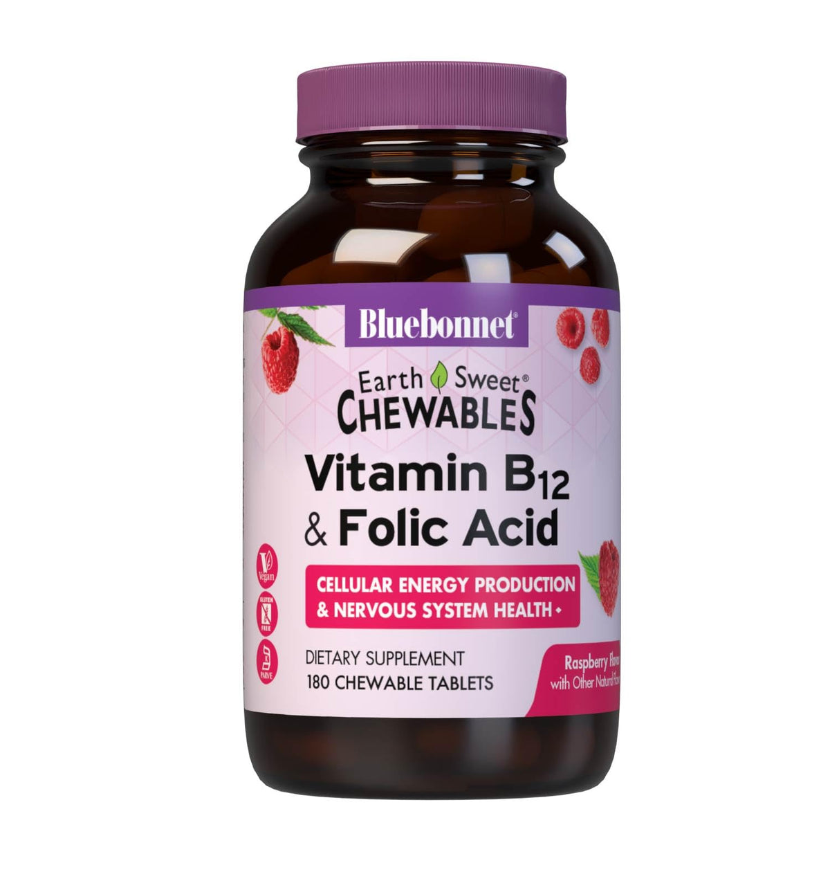 BlueBonnet Complément Alimentaire B12 1000 mcg 180 Comprimés à Mâcher, emballage avant